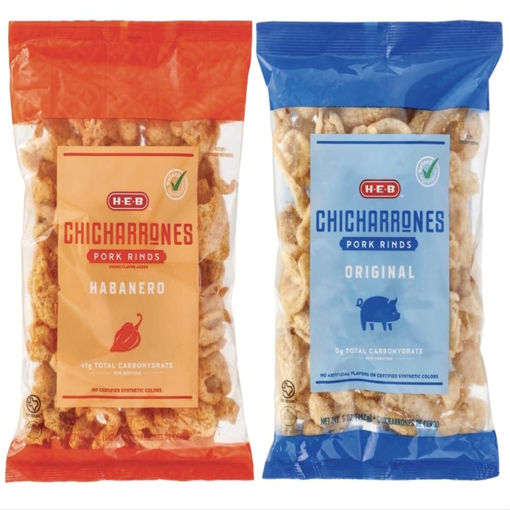heb chicharrones pork rinds habanero & original 5oz. pack of 2