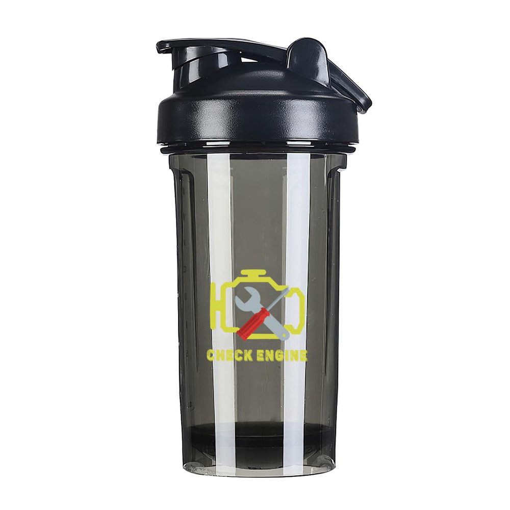 Check Engine Light Mechanic Auto Repair 4 18 Ounce Shaker Bottle Drink Mixer Leak-proof Pre Workout Protein Shakes Meal Replacement Shakes Bottles 500ML/18 Oz Black