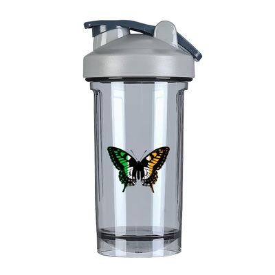 Irish Flag Butterfly 18 Ounce Shaker Bottle Drink Mixer Leak-proof Pre Workout Protein Shakes Meal Replacement Shakes Bottles 500ML/18 Oz Gray