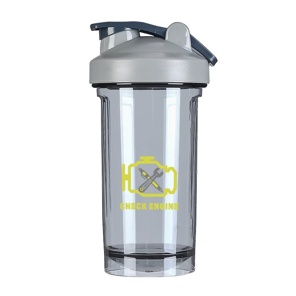 Check Engine Light Mechanic Auto Repair 5 18 Ounce Shaker Bottle Drink Mixer Leak-proof Pre Workout Protein Shakes Meal Replacement Shakes Bottles 500ML/18 Oz Gray