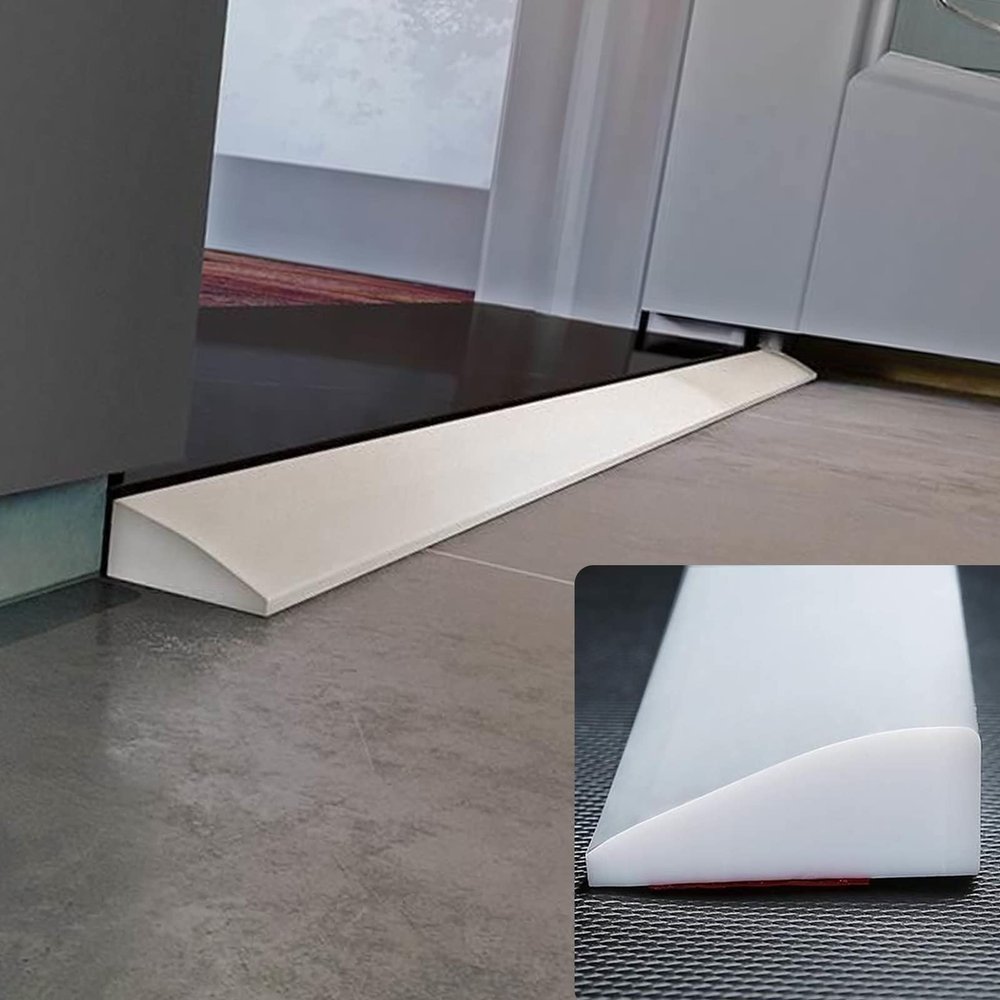 YIONEWIN Shower Silicone Threshold Water Dam Wheelchair Threshold Ramp, Silicone Collapsible Shower Threshold, for Sink Splash Threshold Guard for Kitchen Bathroom(5x1.8x200cm/2.0x0.7x78.7in)