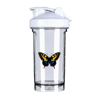 Colombia Flag Butterfly 18 Ounce Shaker Bottle Drink Mixer Leak-proof Pre Workout Protein Shakes Meal Replacement Shakes Bottles 500ML/18 Oz White