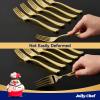 125 Count Gold Plastic Forks Heavy Duty, 7.28 Inch Gold Forks Disposable Heat Resistant Durable Plastic Utensils for Parties, Wedding, Daily Events view 3