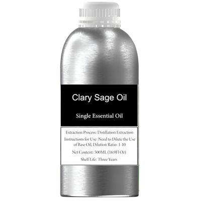 100% Pure Clary Sage Oil for Skin Hair Care, Candle Soap Making, Therapeutic Grade Organic Sage Essential Oil, Natural Sage Oil for Relaxation, Stress Relief, Aromatherapy Oil for Diffuser(500ml)