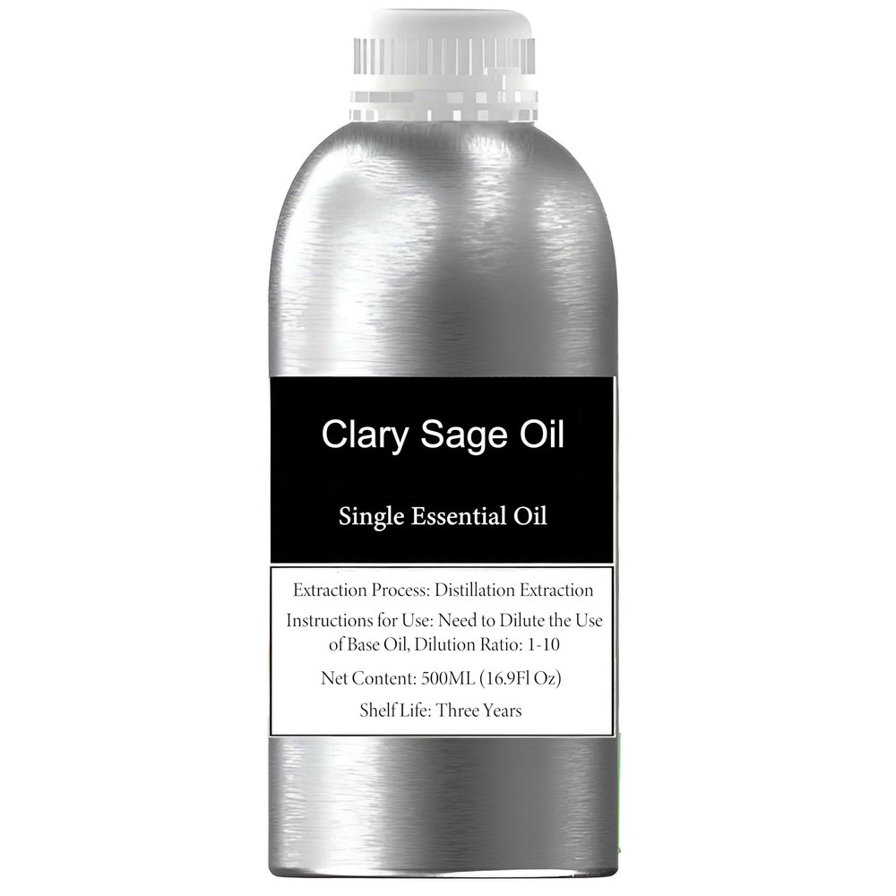 100% Pure Clary Sage Oil for Skin Hair Care, Candle Soap Making, Therapeutic Grade Organic Sage Essential Oil, Natural Sage Oil for Relaxation, Stress Relief, Aromatherapy Oil for Diffuser(500ml)