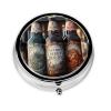 3 Beer Bottles Take-Along Pill Box, Portable Round Pill Box, fits in Your Purse Pocket Lightweight 3 Compartment Pill Box, view 1