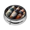 3 Beer Bottles Take-Along Pill Box, Portable Round Pill Box, fits in Your Purse Pocket Lightweight 3 Compartment Pill Box, view 2
