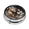 Running of The Horses Take-Along Pill Box, Portable Round Pill Box, fits in Your Purse Pocket Lightweight 3 Compartment Pill Box, view 2