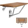 28" Wall Mounted Folding Shower Seat with Stainless Steel Bracket, Structural Stability, 500 lb Capacity, Space-Saving, Teak Shower Bench for Elderly, Disabled, Pregnant Women, Kids view 1