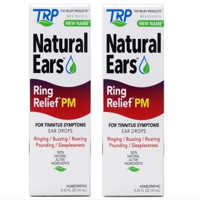TRP The Relief Products Natural Ear Relief PM Ear Drops for Tinnitus Symptoms Homeopathic Formula - 100% Natural Active Ingredients 0.33 fl oz (Pack of 2)