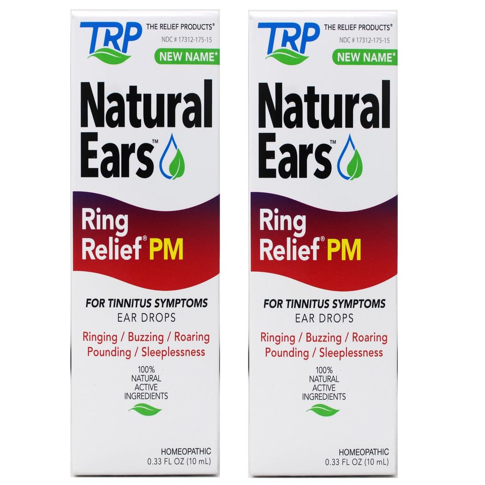 TRP The Relief Products Natural Ear Relief PM Ear Drops for Tinnitus Symptoms Homeopathic Formula - 100% Natural Active Ingredients 0.33 fl oz (Pack of 2)