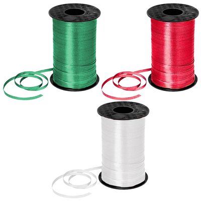 4500 FT PMU 3 Pack Rolls Christmas Curling Ribbon Emerald Green, Red & White Holiday Party Crafts Supplies Birthday Party Festival Art Craft & Christmas Dcor Each Roll 3/16" X 500 Yards 3/pkg