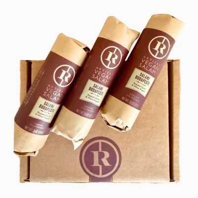 Renegade Foods Artisan Vegan Salami | 3 Pack | Budapesti | High Protein, Low Sugar, Seitan, Non-GMO | Indulge European-Style Plant-Based Food