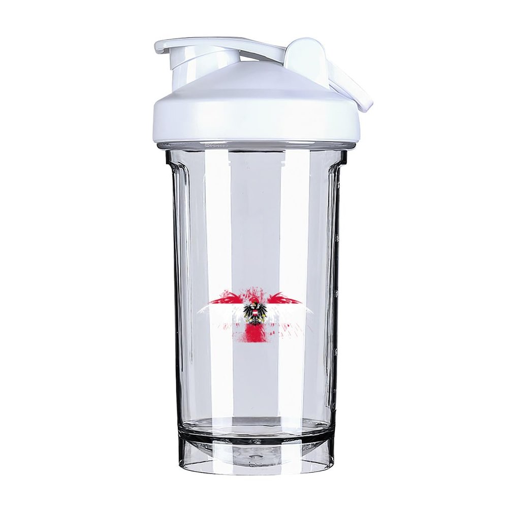 Austrians Flag 18 Ounce Shaker Bottle Drink Mixer Leak-proof Pre Workout Protein Shakes Meal Replacement Shakes Bottles 500ML/18 Oz White