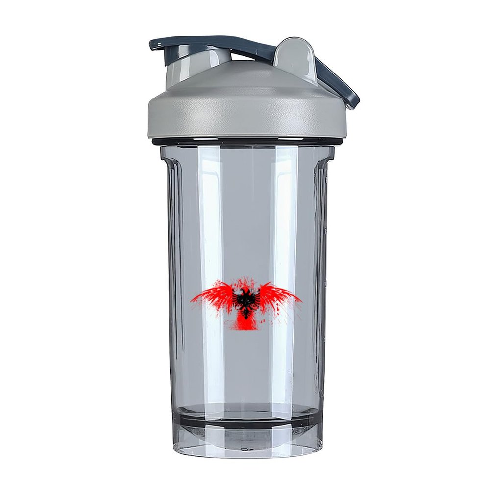 Albania Albanian Flag 18 Ounce Shaker Bottle Drink Mixer Leak-proof Pre Workout Protein Shakes Meal Replacement Shakes Bottles 500ML/18 Oz Gray