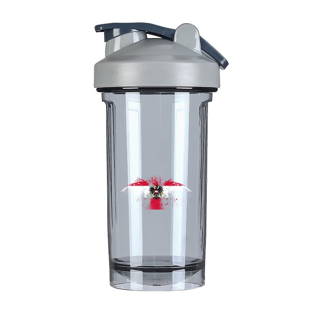 Austrians Flag 18 Ounce Shaker Bottle Drink Mixer Leak-proof Pre Workout Protein Shakes Meal Replacement Shakes Bottles 500ML/18 Oz Gray
