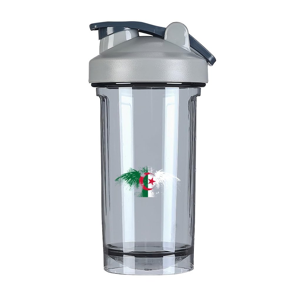 Algeria Algerians Flag 18 Ounce Shaker Bottle Drink Mixer Leak-proof Pre Workout Protein Shakes Meal Replacement Shakes Bottles 500ML/18 Oz Gray-22