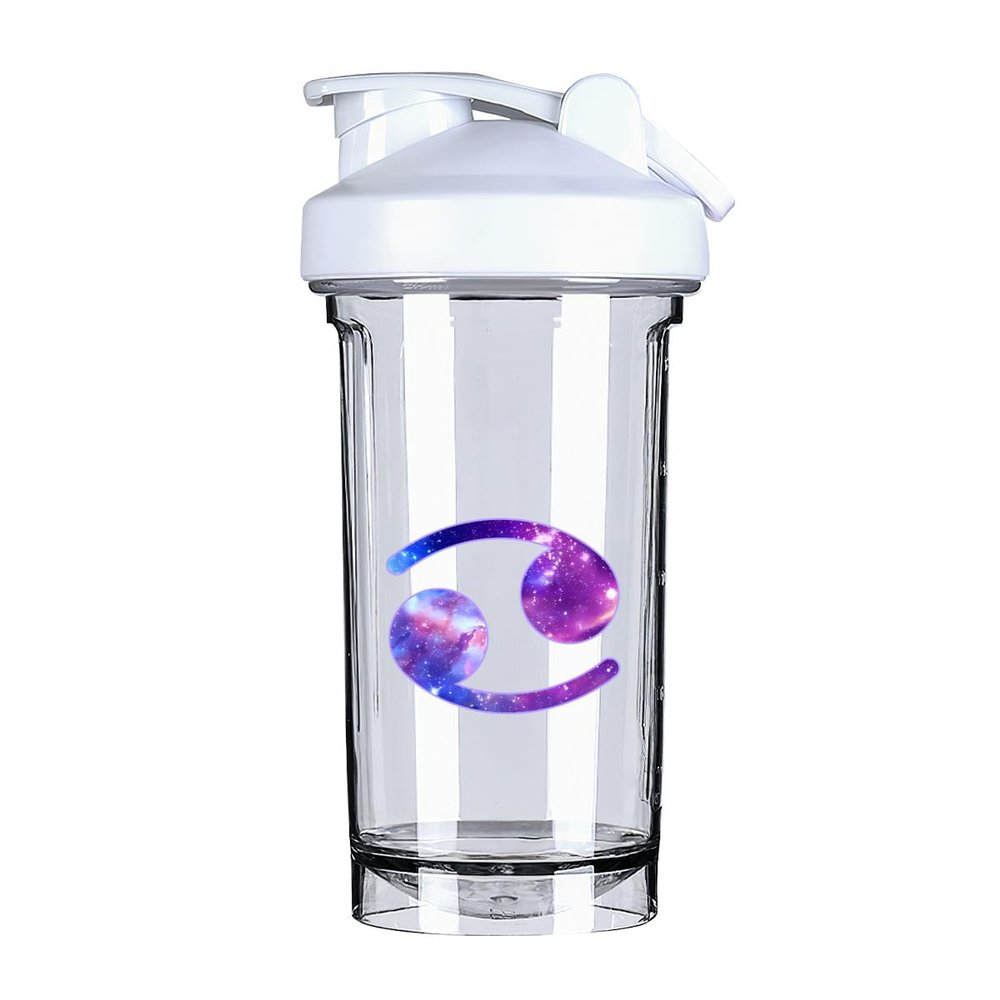 Cancer Zodiac 3 18 Ounce Shaker Bottle Drink Mixer Leak-proof Pre Workout Protein Shakes Meal Replacement Shakes Bottles 500ML/18 Oz White