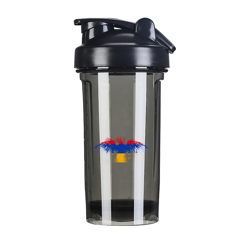 Armenian Flag 18 Ounce Shaker Bottle Drink Mixer Leak-proof Pre Workout Protein Shakes Meal Replacement Shakes Bottles 500ML/18 Oz Black