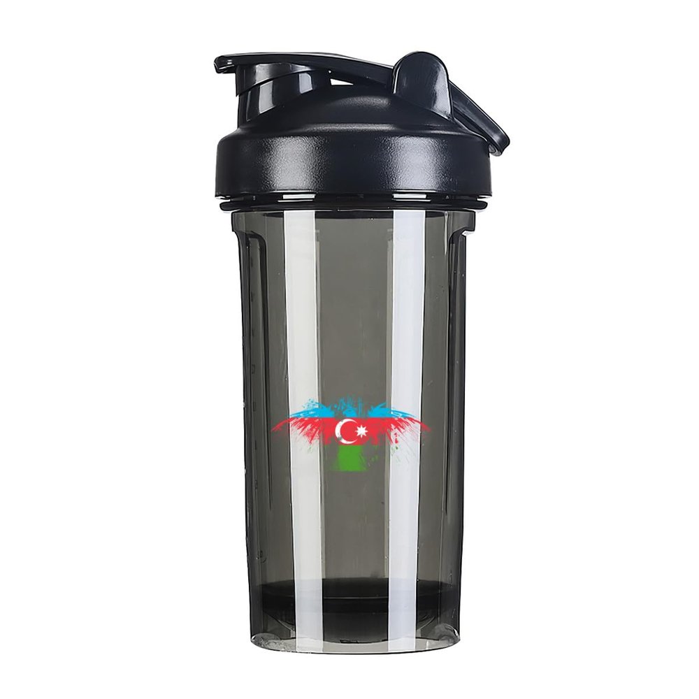 Azerbaijani Flag 18 Ounce Shaker Bottle Drink Mixer Leak-proof Pre Workout Protein Shakes Meal Replacement Shakes Bottles 500ML/18 Oz Black-22