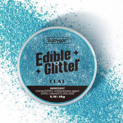 (10g) Teal Blue Edible Glitter for Cocktails, Drinks, Cakes - Peacock Blue Edible Drink Glitter Bulk - 100% Food Safe Cake Luster Dust Edible - Easter Mermaids Food Decoration Wedding Party - No Taste