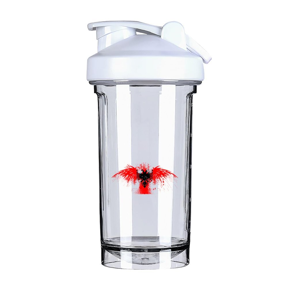 Albania Albanian Flag 18 Ounce Shaker Bottle Drink Mixer Leak-proof Pre Workout Protein Shakes Meal Replacement Shakes Bottles 500ML/18 Oz White
