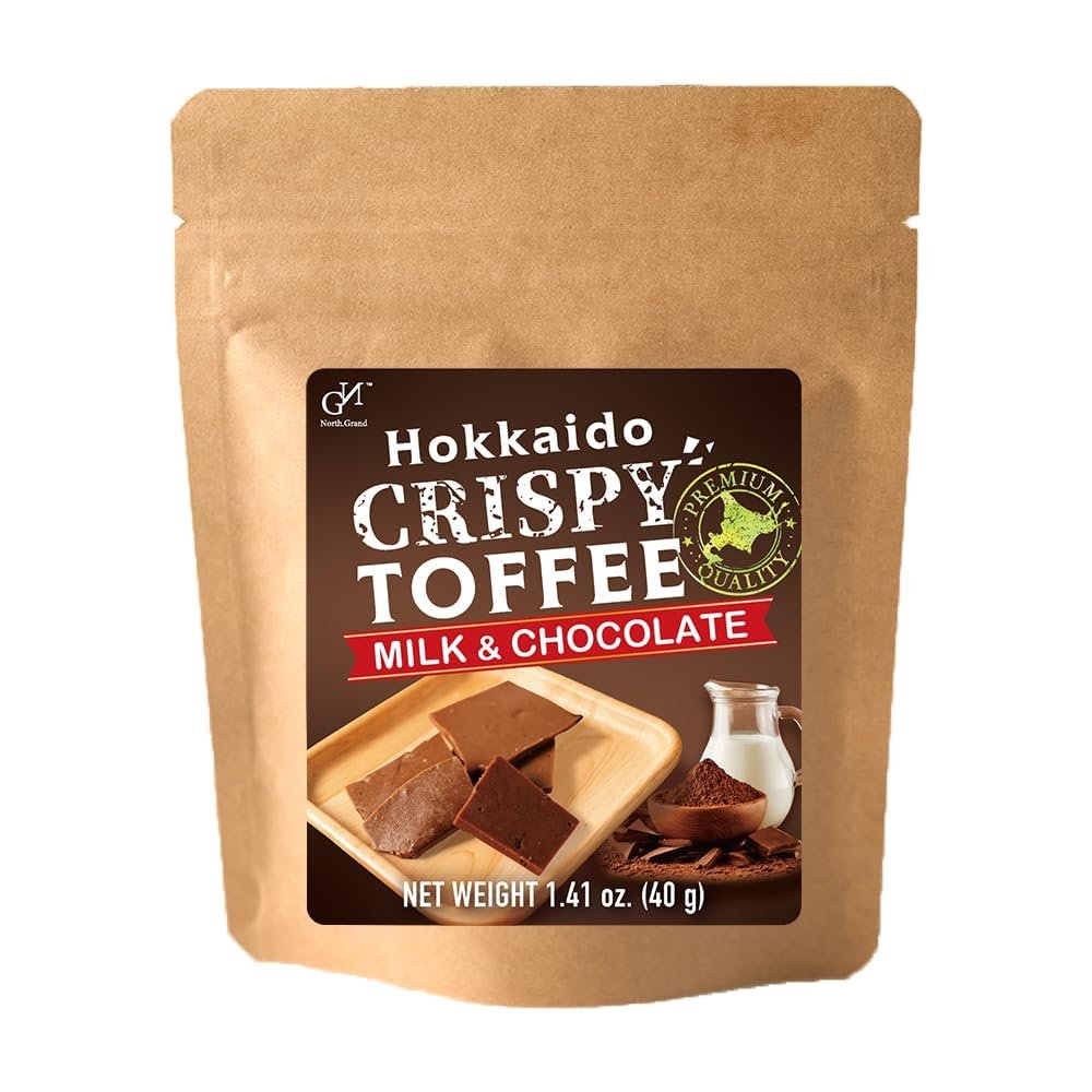 Hokkaido crispy toffee 1.41oz 40g made in Japan crunchy candy caramel no food additives no gluten (Milk and Butter) (Milk and Chocolate)