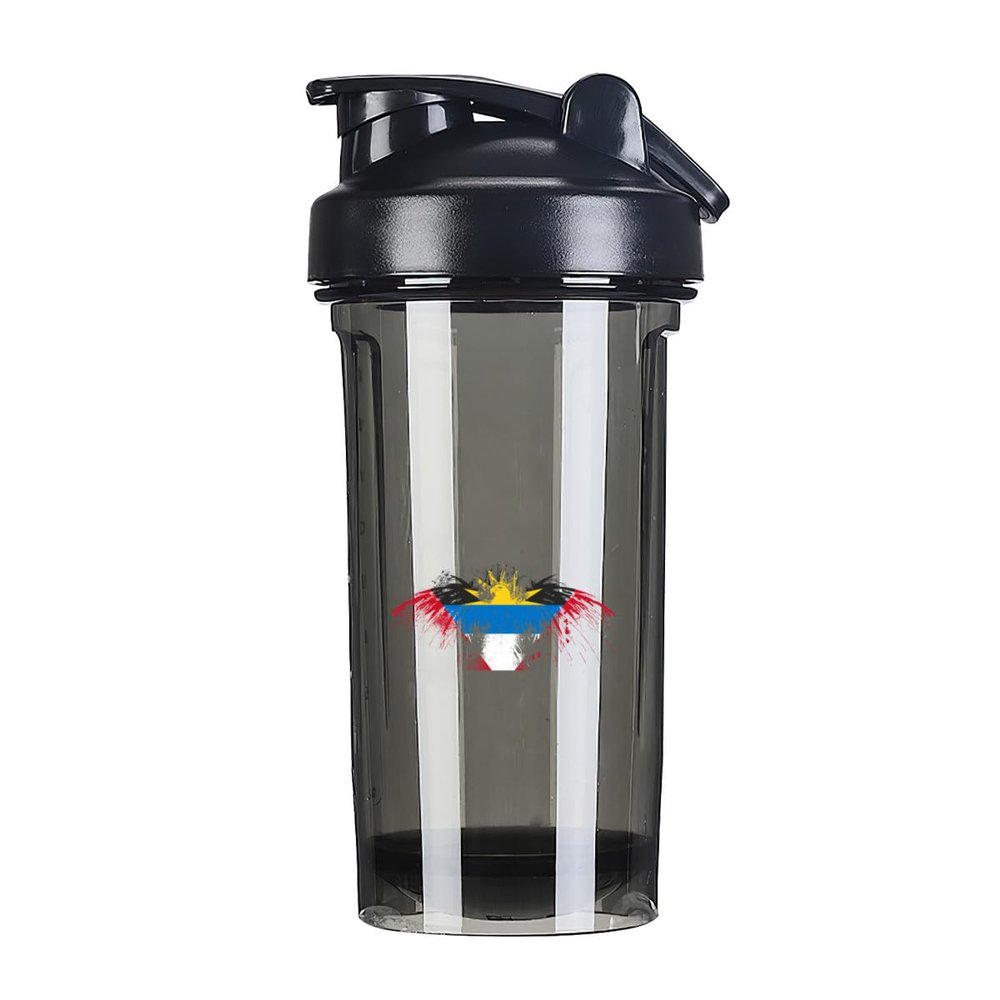 Barbuda Flag 18 Ounce Shaker Bottle Drink Mixer Leak-proof Pre Workout Protein Shakes Meal Replacement Shakes Bottles 500ML/18 Oz Black