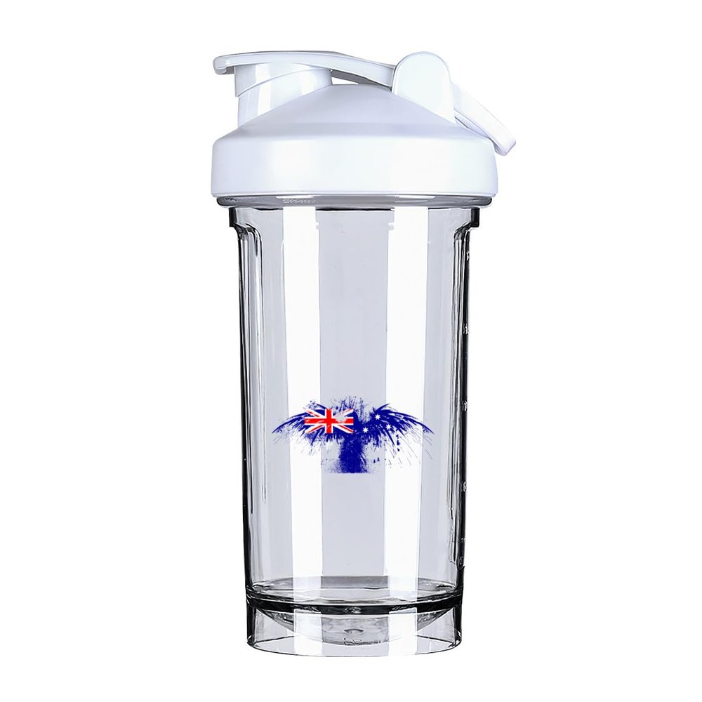 Australia Australians Flag 18 Ounce Shaker Bottle Drink Mixer Leak-proof Pre Workout Protein Shakes Meal Replacement Shakes Bottles 500ML/18 Oz White