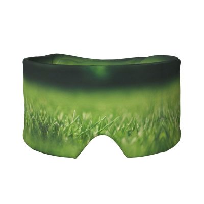 HD Green Nature Print Sleep Eye and Ear Muffs Mask - Adjustable Yoga Travel Headband, Keep Warm Shading Comfortable Aid