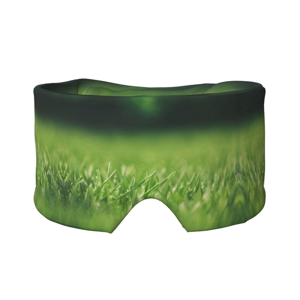 HD Green Nature Print Sleep Eye and Ear Muffs Mask - Adjustable Yoga Travel Headband, Keep Warm Shading Comfortable Aid