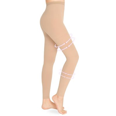 Wegitcs Compression Pantyhose for Women & Men, Footless 20-30mmHg Medical Graduated Compression Leggings, Waist High Support Tights, Opaque Stockings for Varicose Veins Edema Post Surgery, Beige S