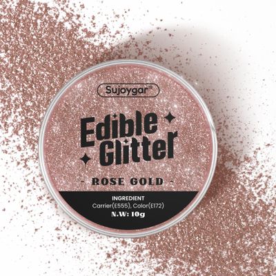 (10g) Rose Gold Edible Glitter for Cocktails, Drinks, Cakes - Girls Pink Luster Dust Edible Bulk - 100% Food Safe Cake Glitter Dust Edible - Valentines Food Decoration Wedding Party - No Taste