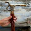 Blackperlcrafts by Vintage Brass Cobra Snake Head Handle with Spiral Wooden Walking Cane 36 Inch Gift view 1