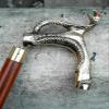 Blackperlcrafts by Vintage Brass Cobra Snake Head Handle with Spiral Wooden Walking Cane 36 Inch Gift view 2