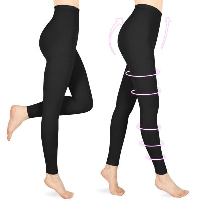 Wegitcs Compression Pantyhose for Women & Men, 2 Pairs Footless 20-30mmHg Medical Graduated Compression Leggings, Waist High Support Tights, Opaque Stockings for Varicose Veins Edema, Black 4XL