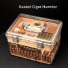 Acrylic Humidor Cigar Box with Hygrometer, Cigar Box Cedar Wood Tray, Modern Cigar Accessories with Handle, Gifts for Men view 3