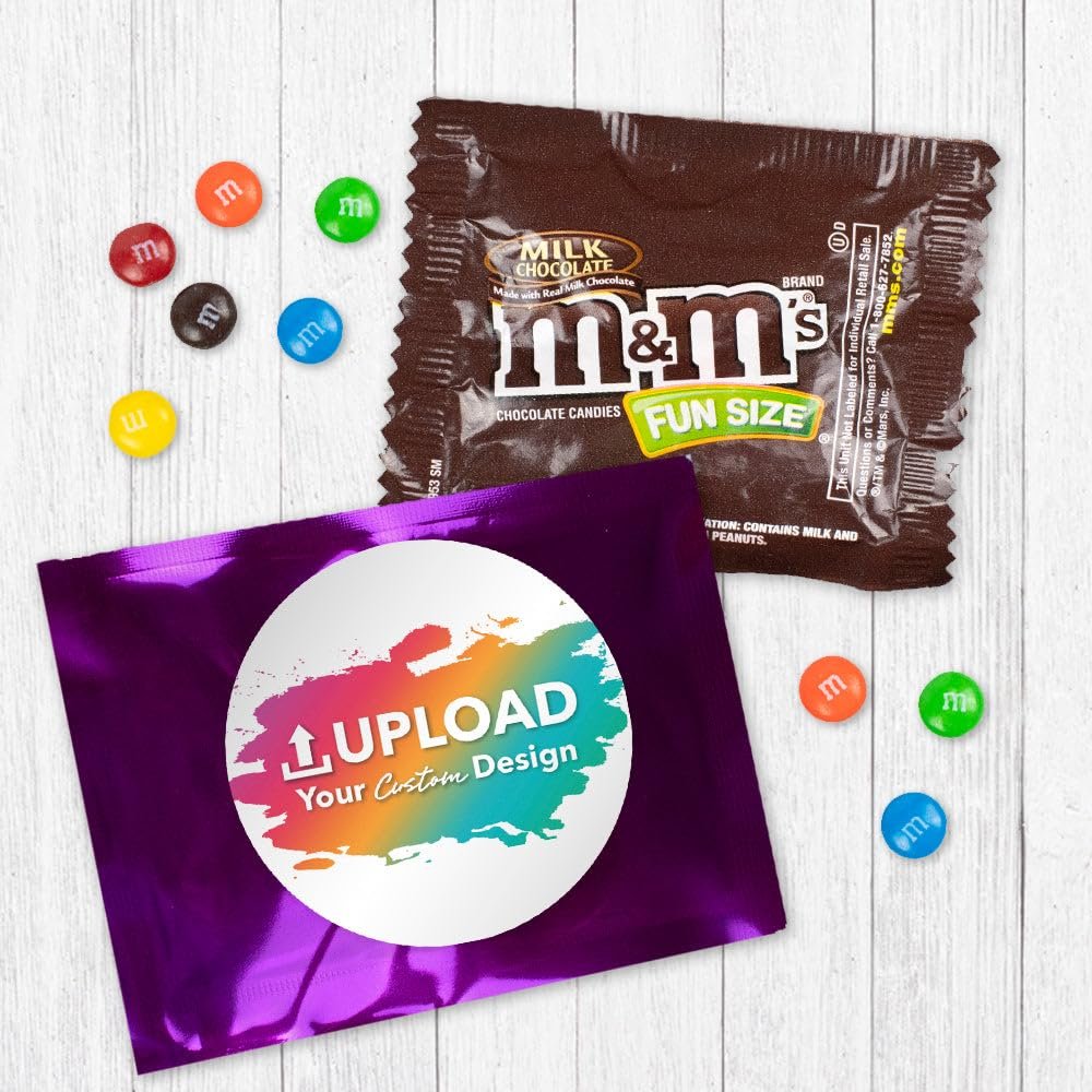 12ct Personalized Candy Party Favors with Photo Candy Fun Size Bags (12 Pack) - Purple Foil - Fully Assembled (3x4 in)