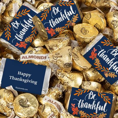 124 Pcs Thanksgiving Candy Party Favors Miniatures and Almond Kisses Chocolate (1.52 lbs) - Thankful