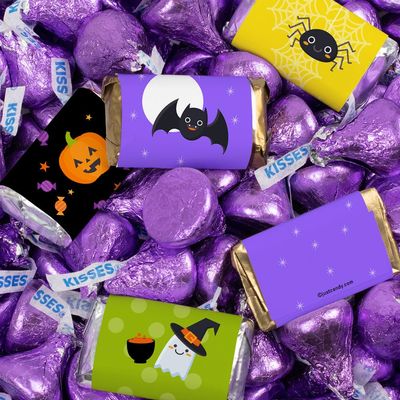 124 Pcs Halloween Candy Party Favors Miniatures Chocolate & Kisses (1.52 lbs, Approx. 124 Pcs) - Cuties