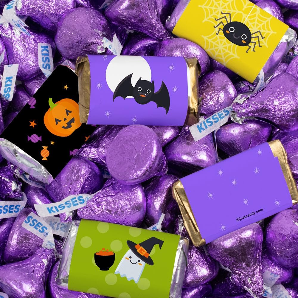 124 Pcs Halloween Candy Party Favors Miniatures Chocolate & Kisses (1.52 lbs, Approx. 124 Pcs) - Cuties