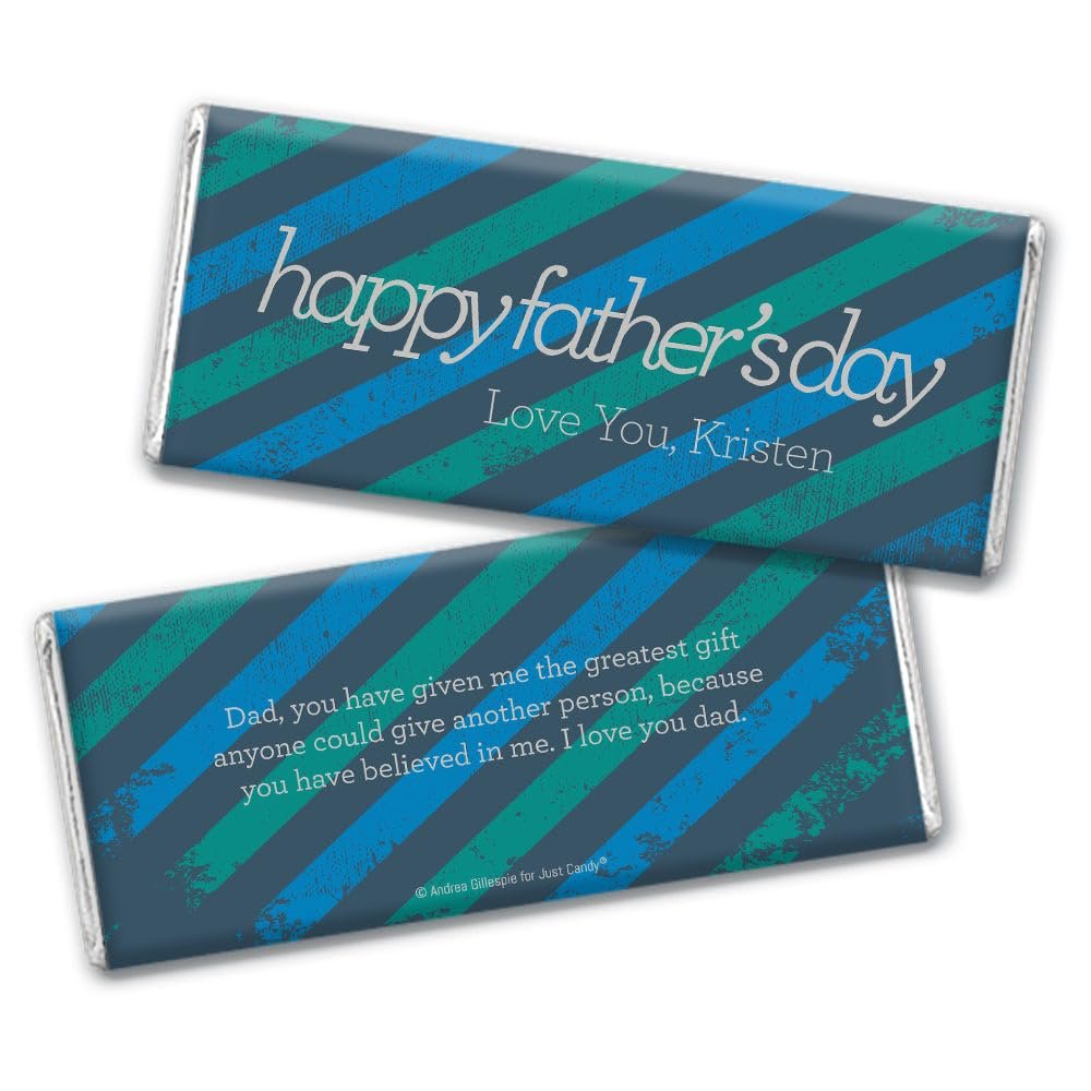 12ct Personalized Father's Day Candy Party Favors in Bulk Chocolate Bars (12 Count) - Stripes