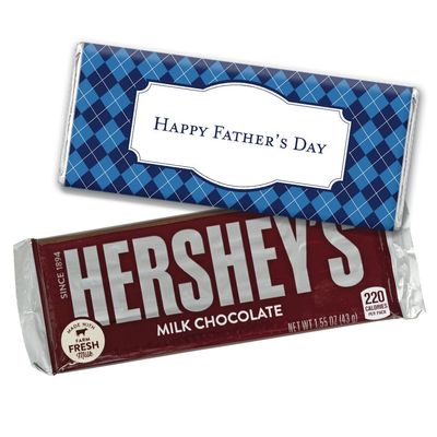 24ct Personalized Father's Day Candy Favors in Bulk Chocolate Bars (24 Count) Church Gift Ideas - Argyle Pattern