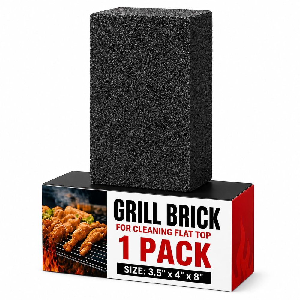 Commercial Grade Heavy Duty Grill Cleaning Brick 1 Pack, Pumice Stone Cleaner Tool Cleans and Sanitizes Restaurant Flat Top Grills or Griddles Effectively without Harsh Chemicals or Abrasives