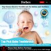 DADA-TECH Toddler Electric Toothbrush Kids Age 1-2-3 Years Old, Baby Electric Toothbrush with LED Light 2 Minutes Timer 4 Vibrating Heads for Infants (Blue Penguin) view 2
