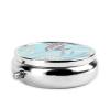 ZALAAUO Metal Silver 3 Compartment Pill Box Pocket Portable Mini Travel Pill Case Small Round Decorative Medicine Box Vitamin Pill Organizer with Abstract Leaf view 3