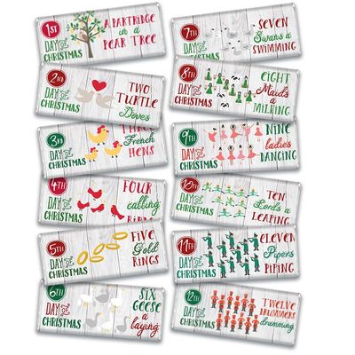 12 Days of Christmas Candy Chocolate Bars Gift Box (12 pack)