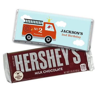 12ct Personalized Fire Truck Party Birthday Candy Favors in Bulk Chocolate Bars (12 Count)