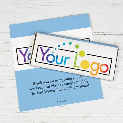 50ct Promotional Products Add Your Logo Personalized Wrappers for Candy Bars - Light Blue - Candy Not Included