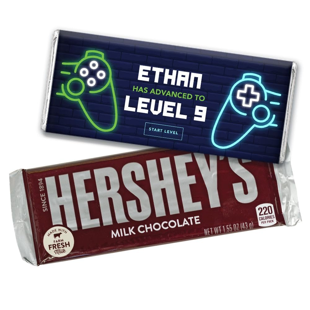 12ct Personalized Video Game Party Birthday Candy Favors in Bulk Chocolate Bars (12 Count) - Gamer